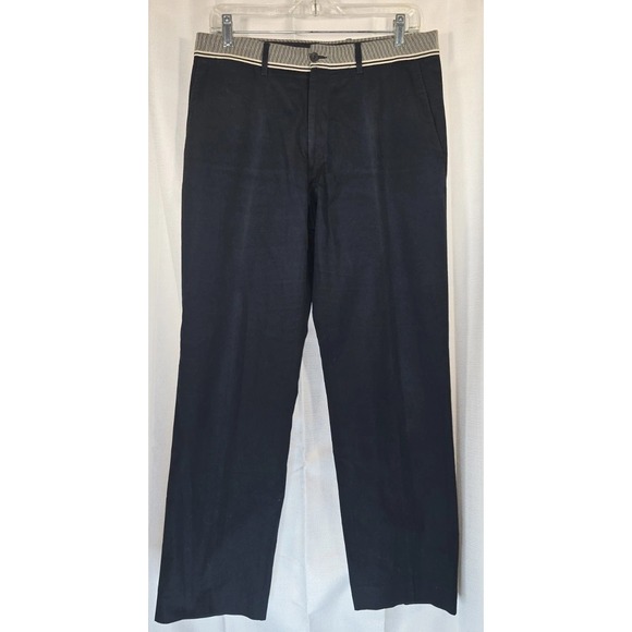 Vintage Givenchy Womens Navy Dress Slacks W32 L29 Couture Pants Striped Beltline - Picture 1 of 12